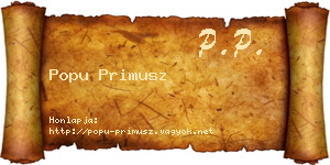 Popu Primusz névjegykártya